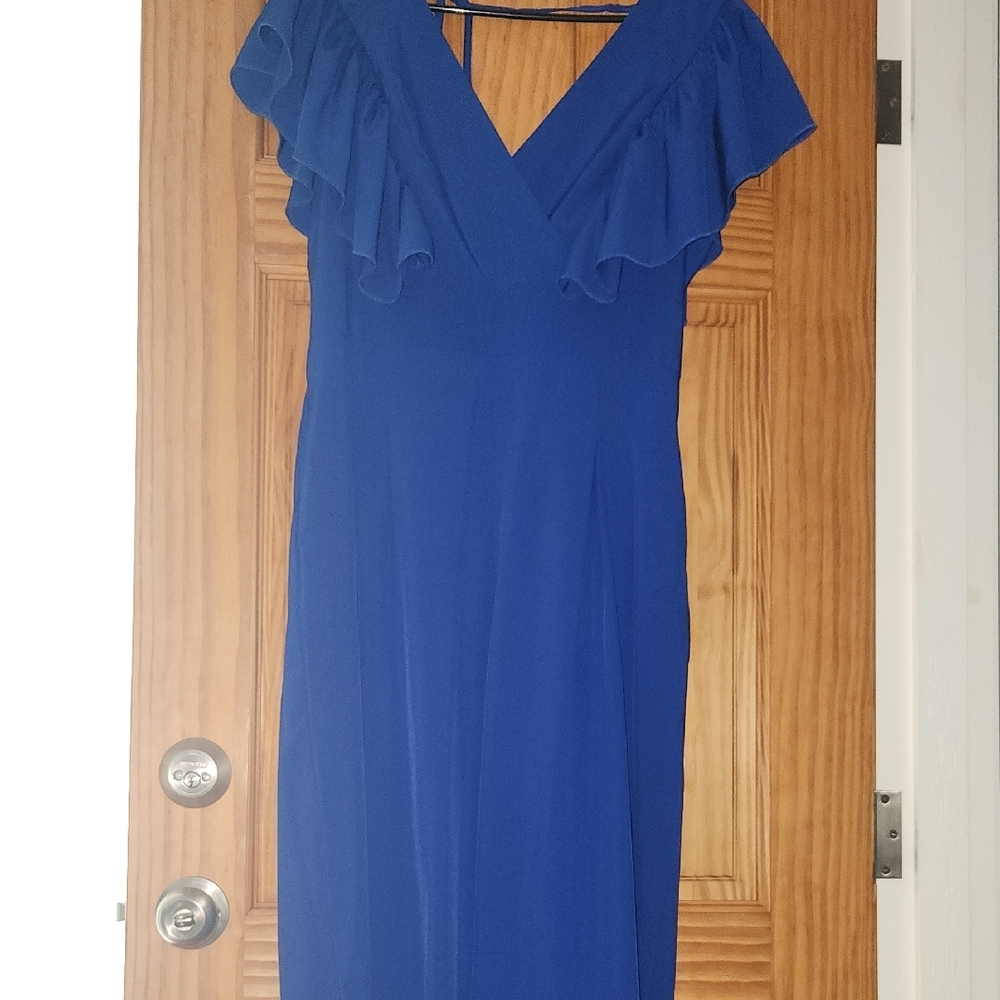 Elegant Blue Ruffle Jumpsuit